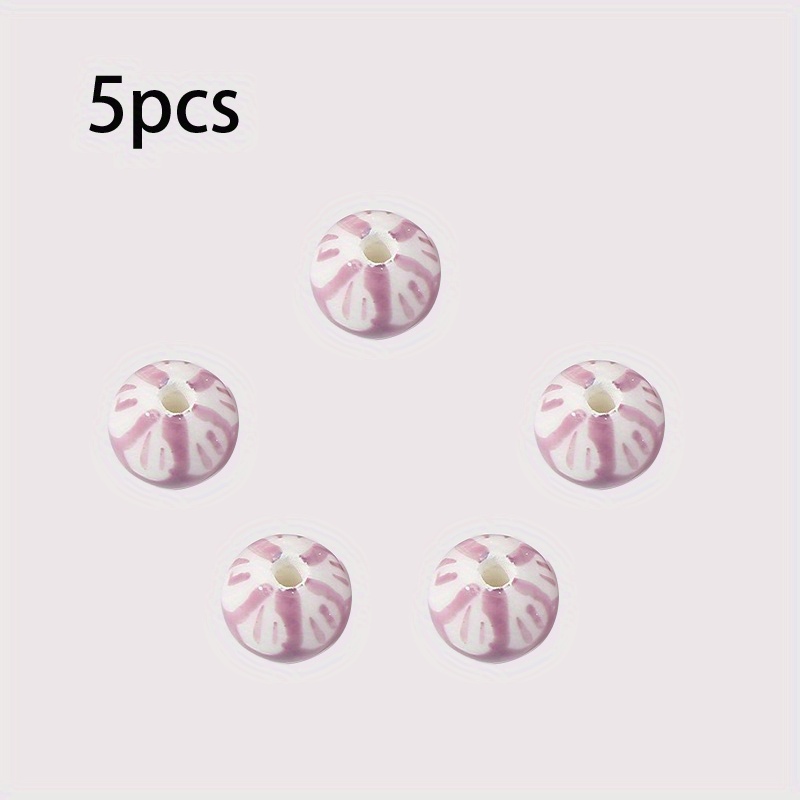 5 Hand-Painted Ceramic Beads for DIY